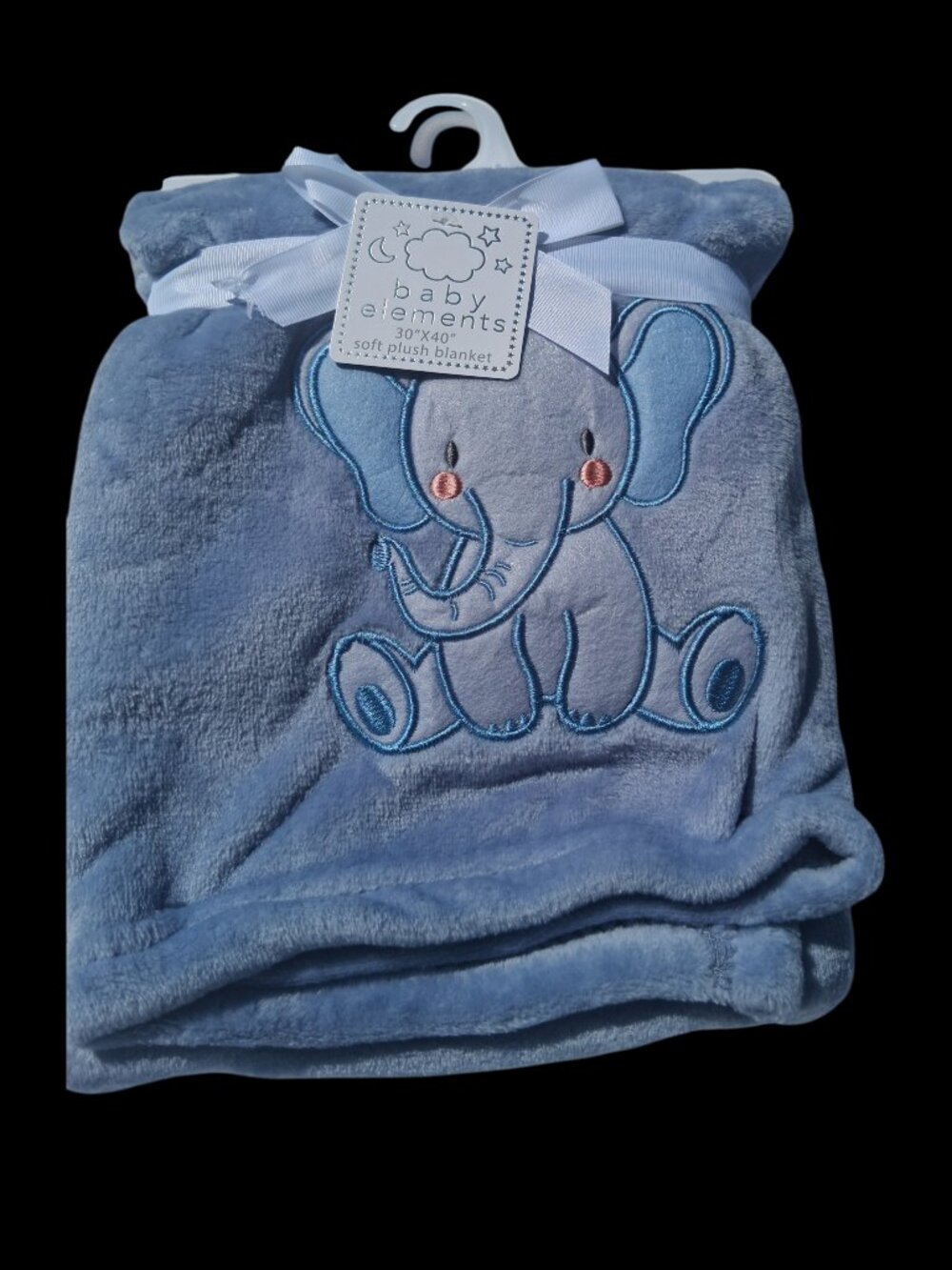 Baby Elements Plush Elephant Blanket 30x40 NWT Blue Baby